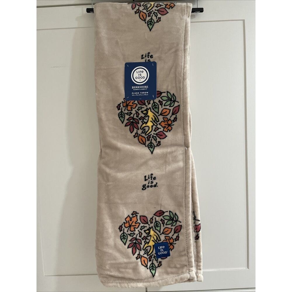 DOG JUMPING IN LEAF PILE Fall Life Is Good Outdoor 50x70 Throw Blanket Autumn